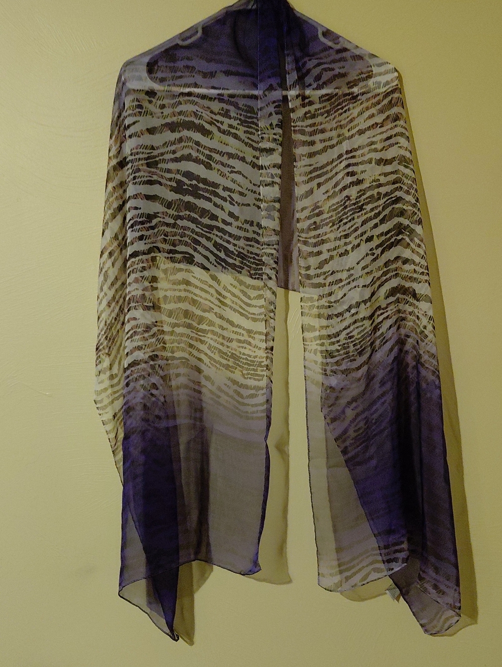 Anne Klein Purple and Cream Asymmetrical Sheer Maxi Skirt